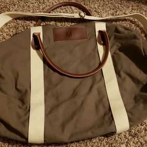 GUC Leather and Canvas Lined Duffle Bag